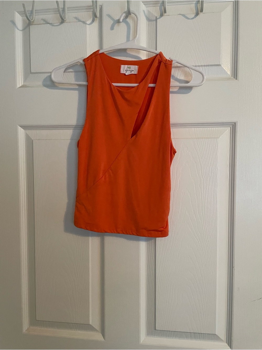 Sleeveless Asymmetrical Cutout Tank Top - Orange